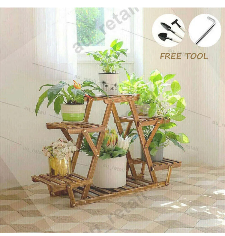 Brand new -6 Tier Plant Stand Outdoor Indoor Wooden Planter Corner Pots Rack Flower Shelf