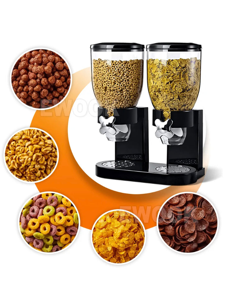 Brand new-free post Double Cereal Dispenser Dry Food Grains Containers Nuts Storage Box Dispensers