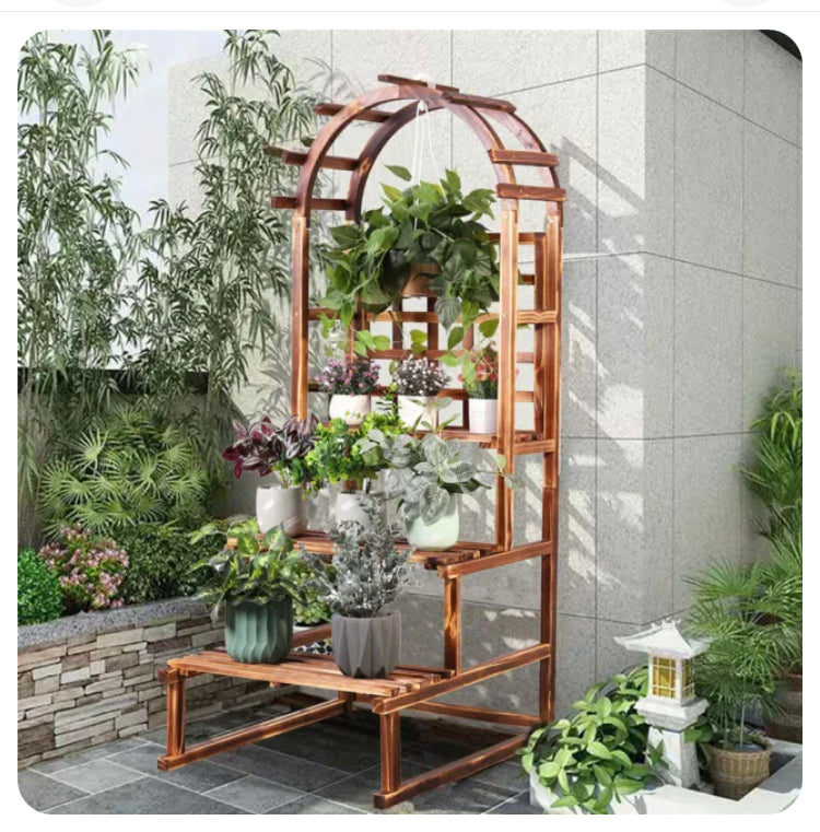 Brand new- free post Outdoor Indoor XL Large Plant Stand Arched Top Flower Planter Hanging Shelf Rack