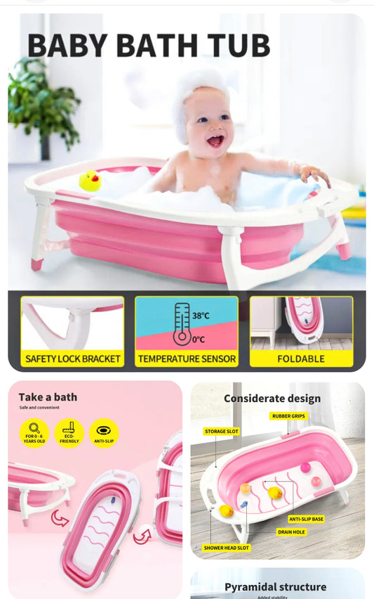 Brand new- free post Baby Bath Tub Infant Toddlers Foldable Bathtub Folding Safety Bathing Shower