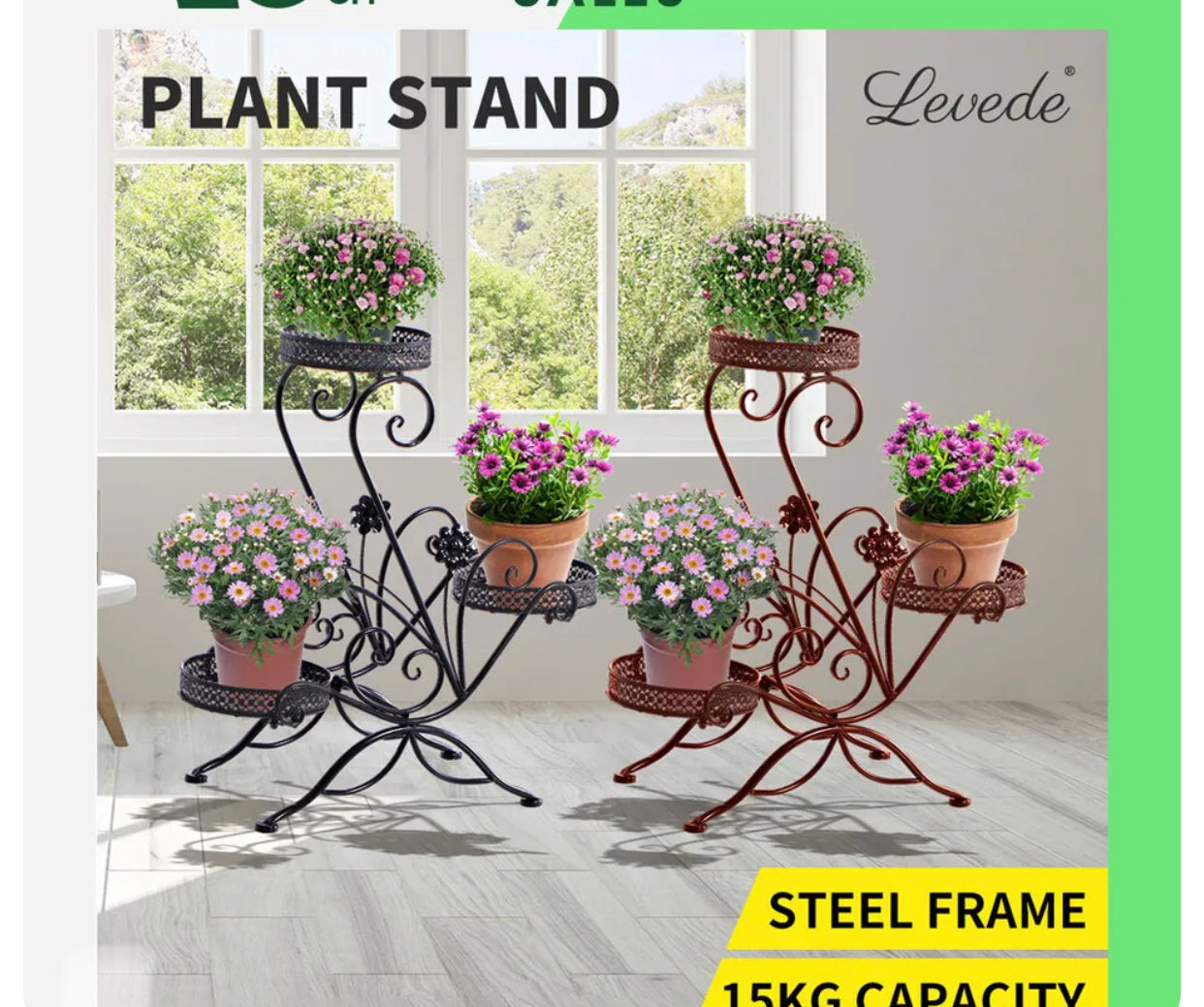 Brand new free post Levede Plant Stand Outdoor Indoor Metal Flower Pots Rack Corner Planter Shelf