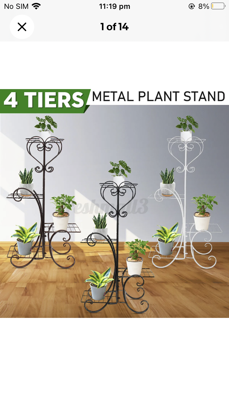 Brand new- free post Outdoor Indoor Plant Stand 4 Tier Metal Flower Pot Corner Shelf Display Garden