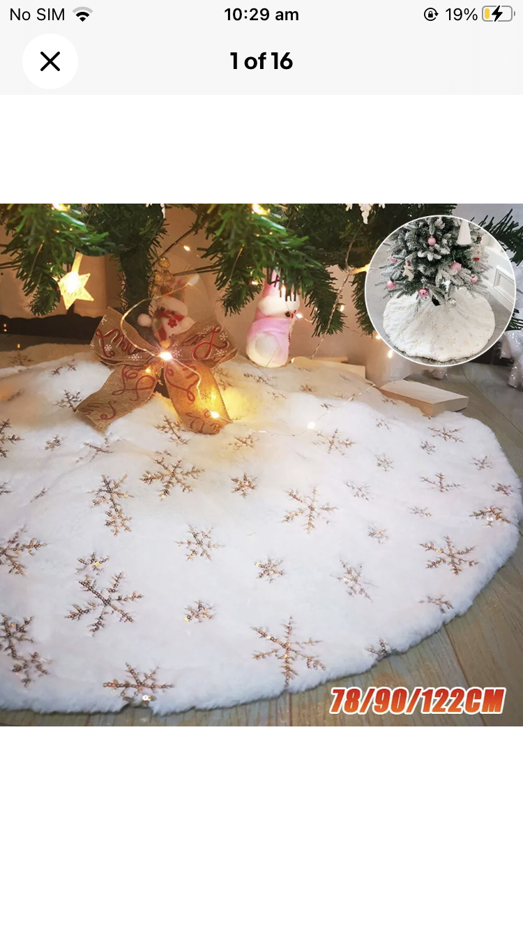 Brand new- free post White Christmas Tree Skirt Base Faux Fur Xmas Floor Mat Ornaments Decoration