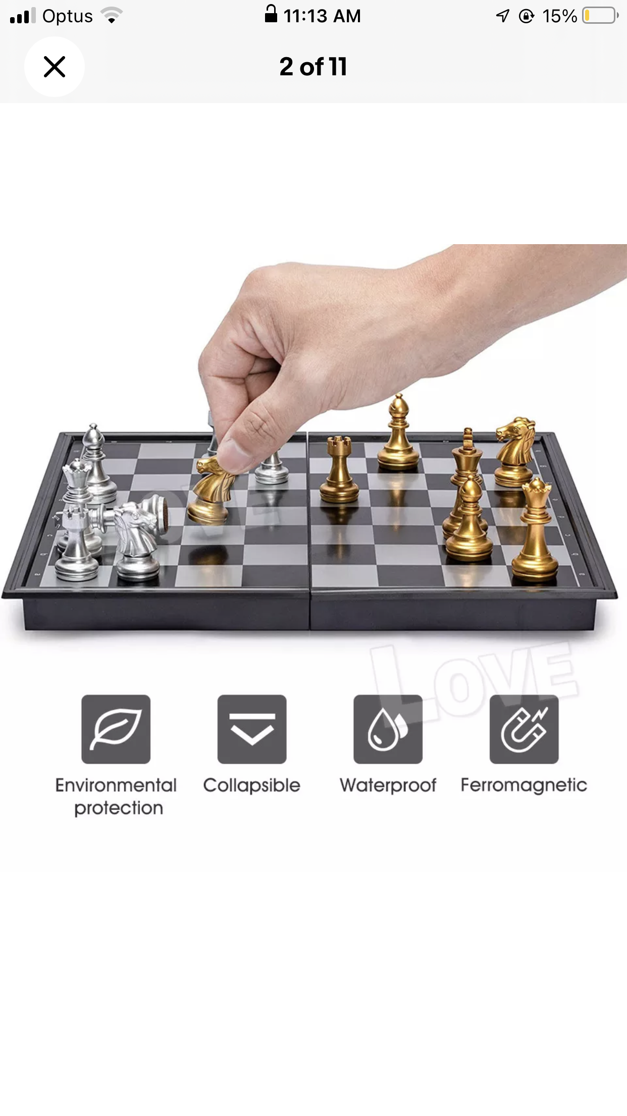 Brand new- free post Foldable Magnetic Silver Gold Chess Box Set/Educational Board Contemporary Tool