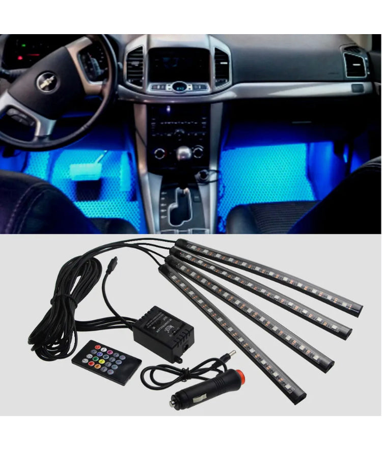 Brand new-free post 9 LED Car Interior RGB LED Strip Lights Atmosphere Decorative Neon Music Lamp