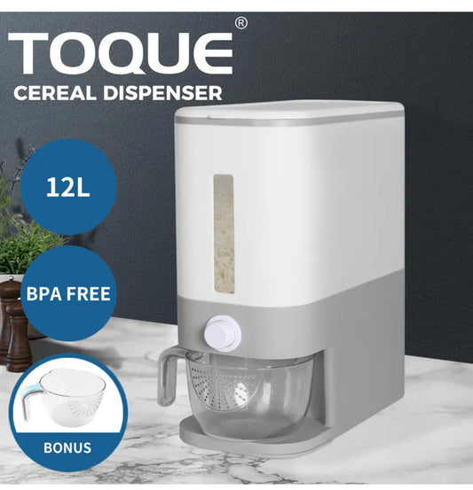 Brand new free shipping TOQUE Rice Cereal Dispenser Auto Grain Container Box Food Storage Case 12L