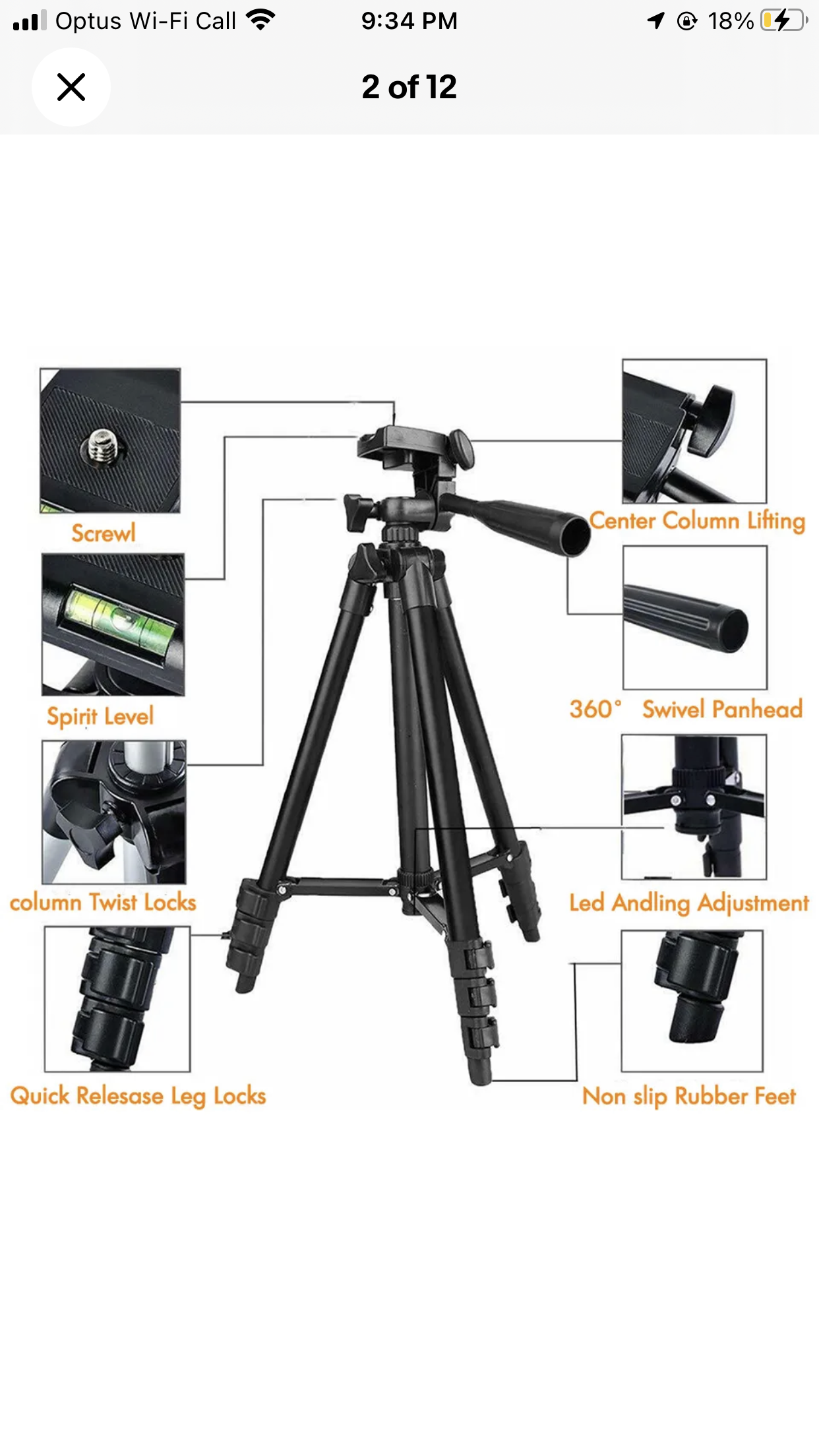 Brand new- free post Professional Camera Tripod Stand Mount Phone Holder For iPhone DSLR Travel AU