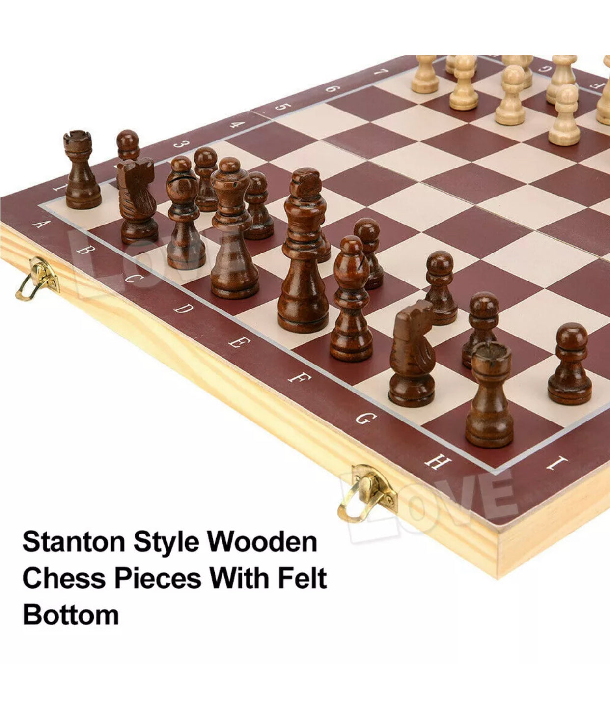 Brand new- free post 39CM Large Magnetic Chess Wooden Set Folding Chessboard Pieces Wood Board Game