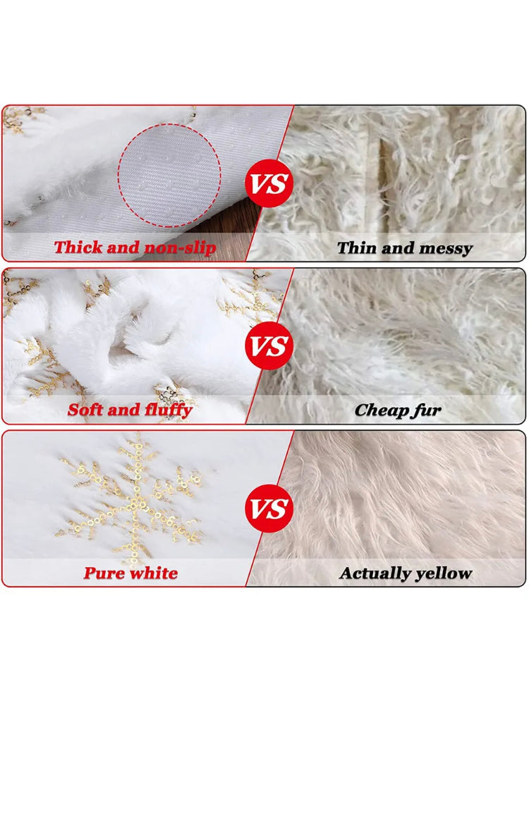 Brand new- free post White Christmas Tree Skirt Base Faux Fur Xmas Floor Mat Ornaments Decoration