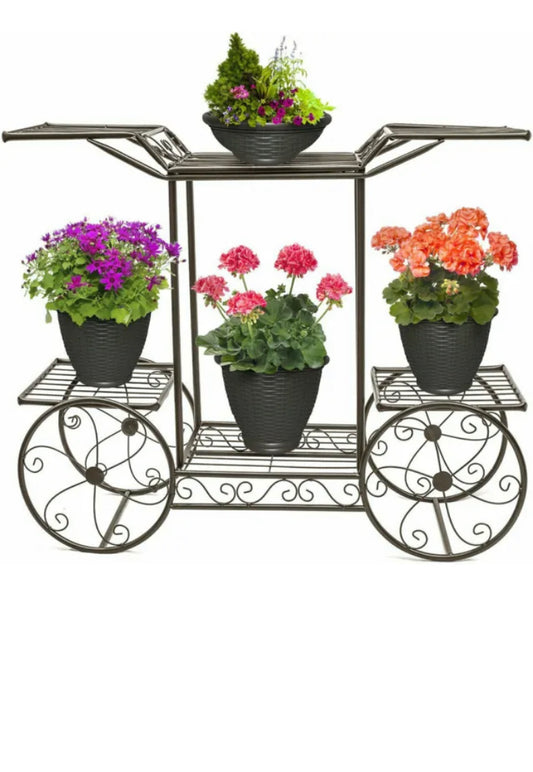 Brand new- free post 6 Tiers Garden Cart Stand & Flower Pot Plant Holder Display Rack Parisian Style