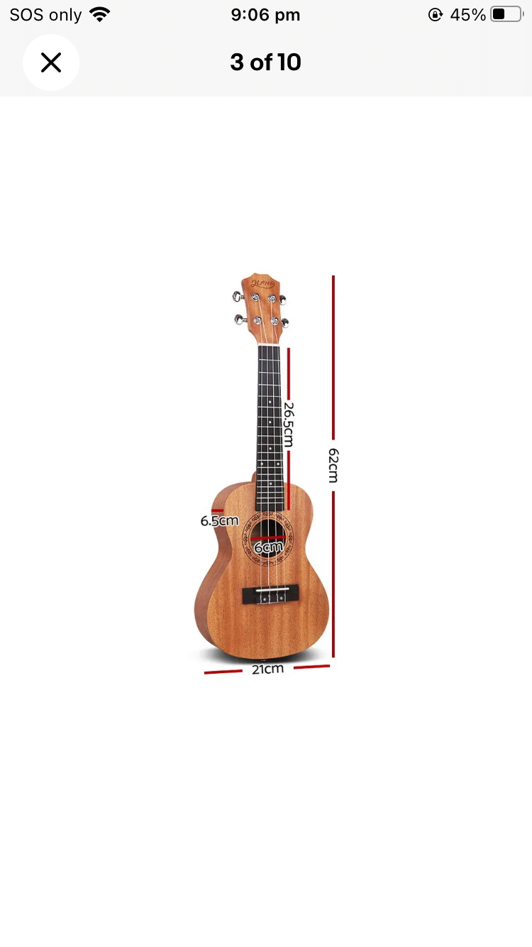 Brand new- free post ALPHA 23 Inch Concert Ukulele Mahogany Ukeleles Uke Hawaii Guitar With Cover