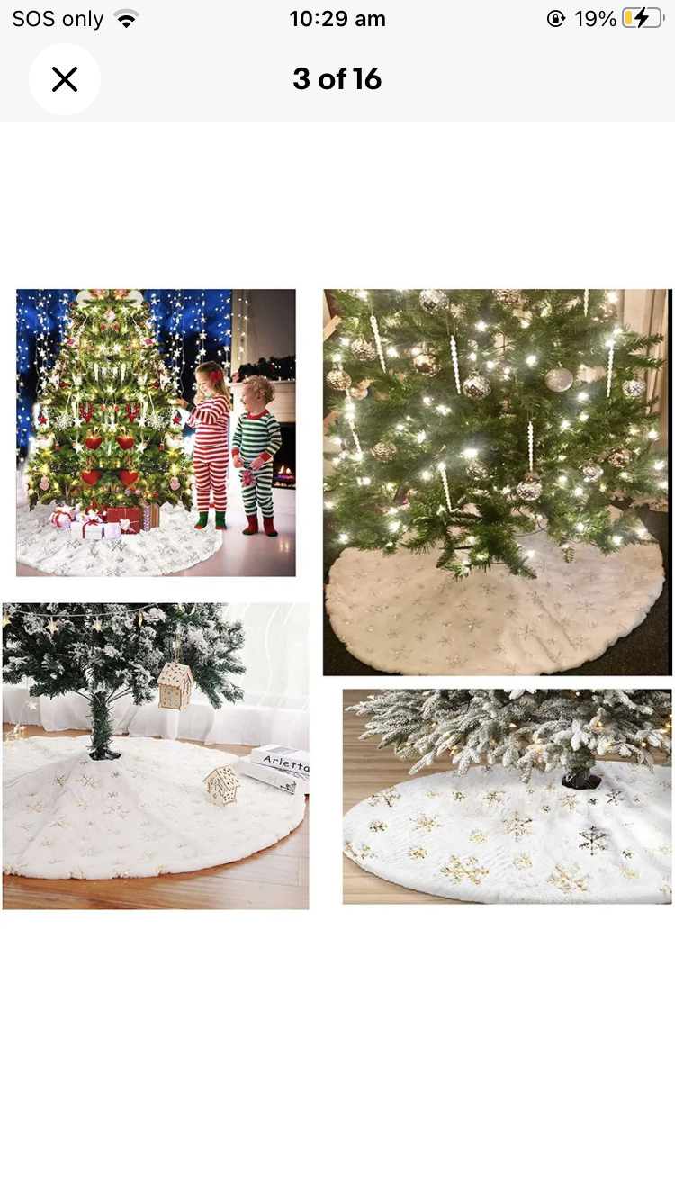 Brand new- free post White Christmas Tree Skirt Base Faux Fur Xmas Floor Mat Ornaments Decoration