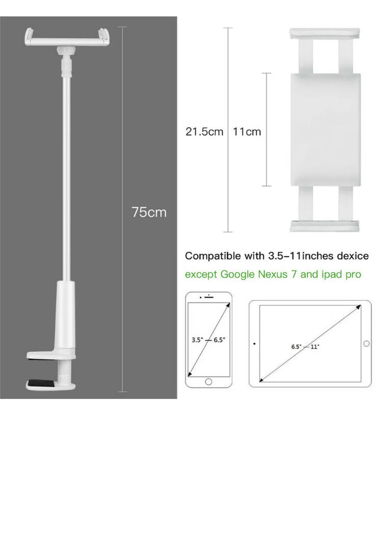 U STOCK!FAST SHIPPING! Features No Tools Required needed and easy to install. Simple & Generous appearance, all-purpose designed. Solid quality made ABS+PVC+Silicone, long 360°Rotation Tablet Stand Holder Lazy Bed Desk Mount for iPad Air iPhone Samsung