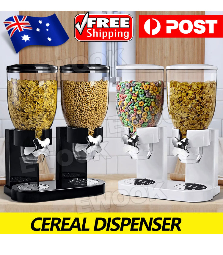 Brand new-free post Double Cereal Dispenser Dry Food Grains Containers Nuts Storage Box Dispensers