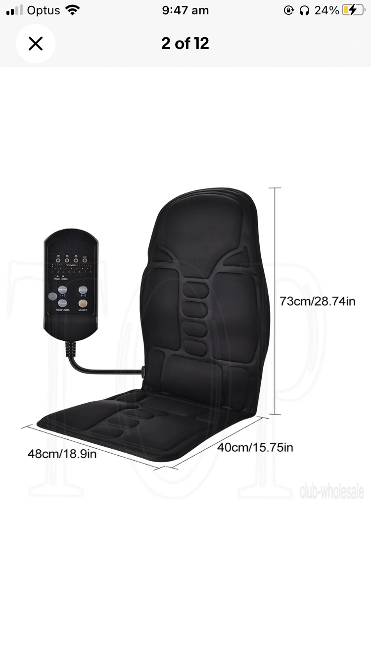 Brand new- free post 8 Modes Full Body Massager Back Seat Cushion Shiatsu Chair Massage Pad Heat Mat