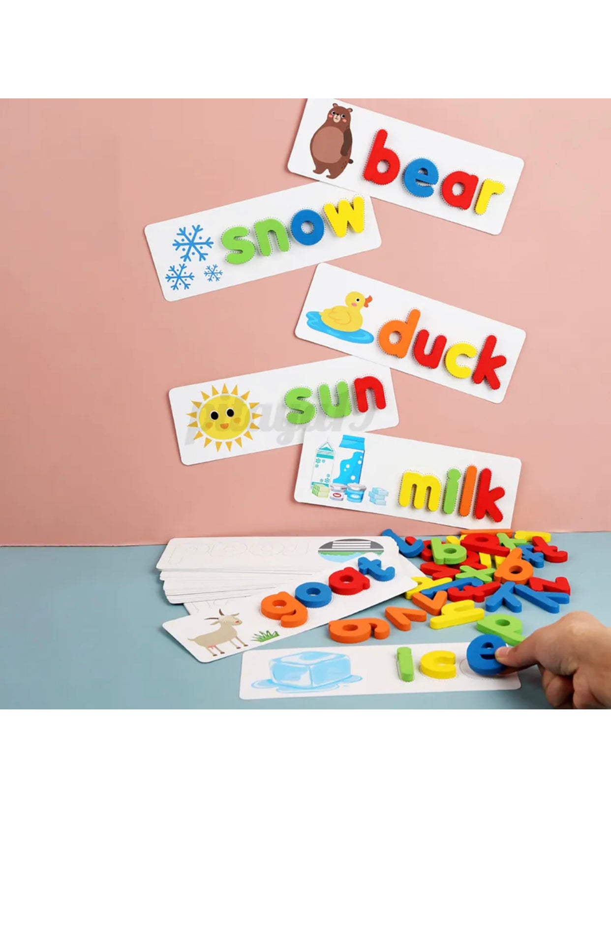 Brand new- free post 52X Wooden Alphabet Letter Learning Cards Word Spelling Practice Game Toys Gifts