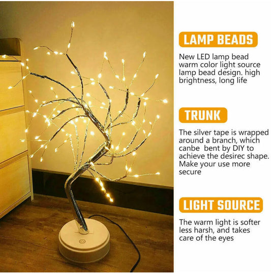 Brand new-free shipping 108 LED USB Tree Night Light Fairy Wire Desk Table Room Lamp Party Decor SALE AU