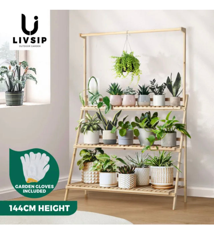 Brand new- free post Livsip Plant Stand Outdoor Indoor Wooden Flower Pots Rack Corner Planter Shelf