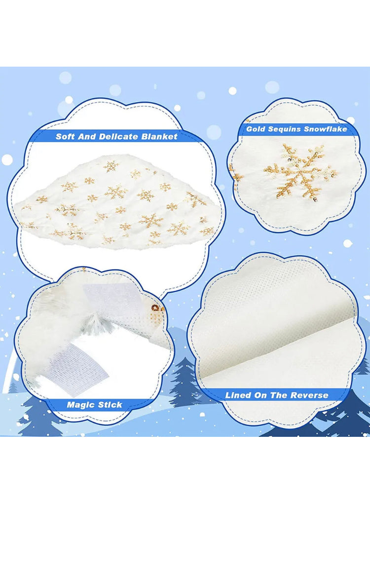 Brand new- free post White Christmas Tree Skirt Base Faux Fur Xmas Floor Mat Ornaments Decoration