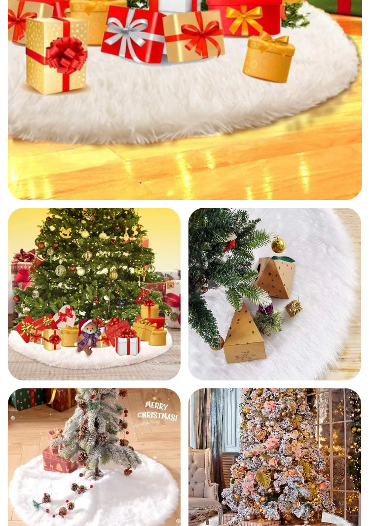 Brand new- free post White Christmas Tree Skirt Base Faux Fur Xmas Floor Mat Ornaments Decoration