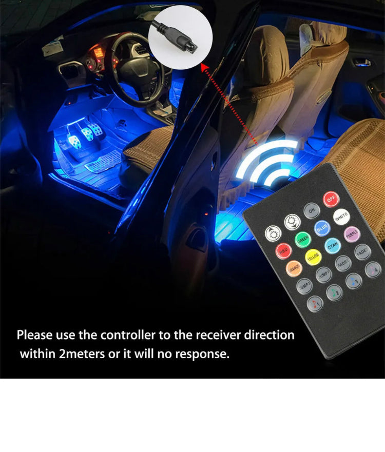 Brand new-free post 9 LED Car Interior RGB LED Strip Lights Atmosphere Decorative Neon Music Lamp