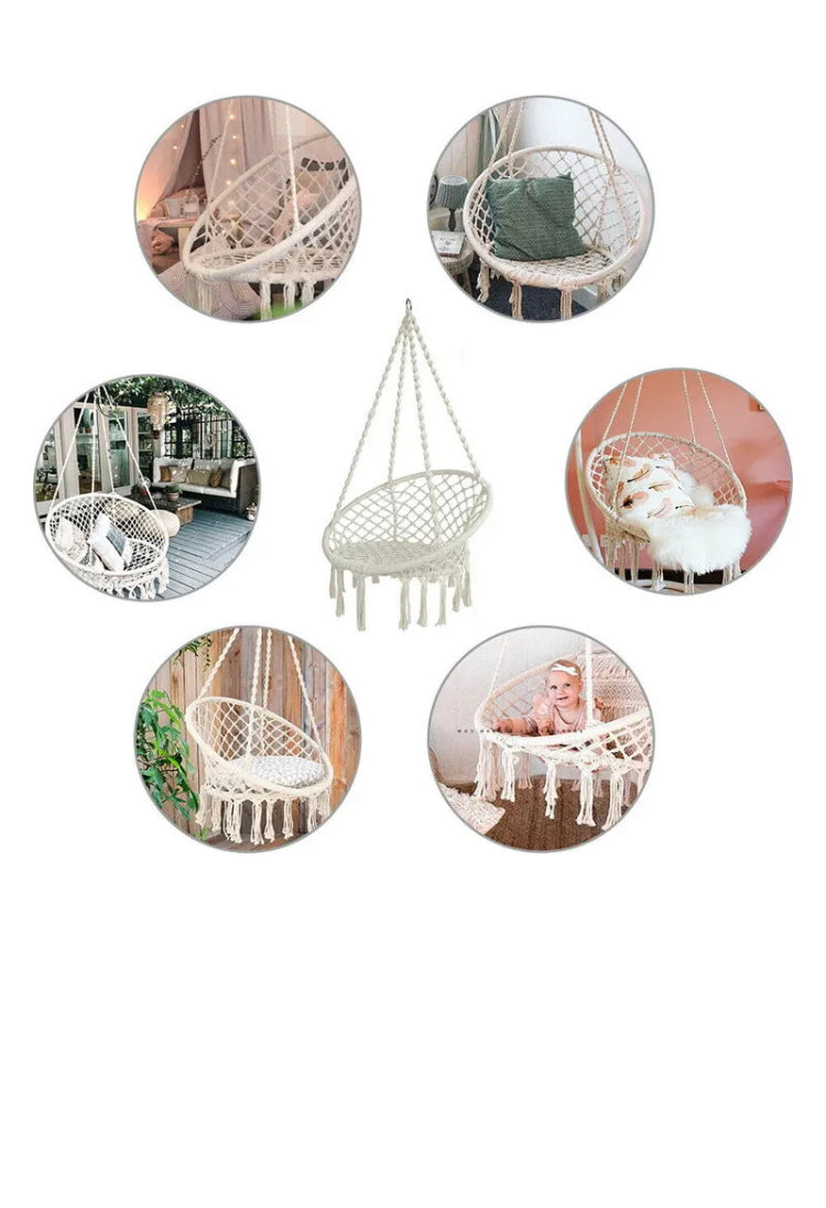 Brand new- free post 124CM Deluxe Hammock Chair Macrame Cotton Swing Bed Relax Outdoor Hanging Indoor