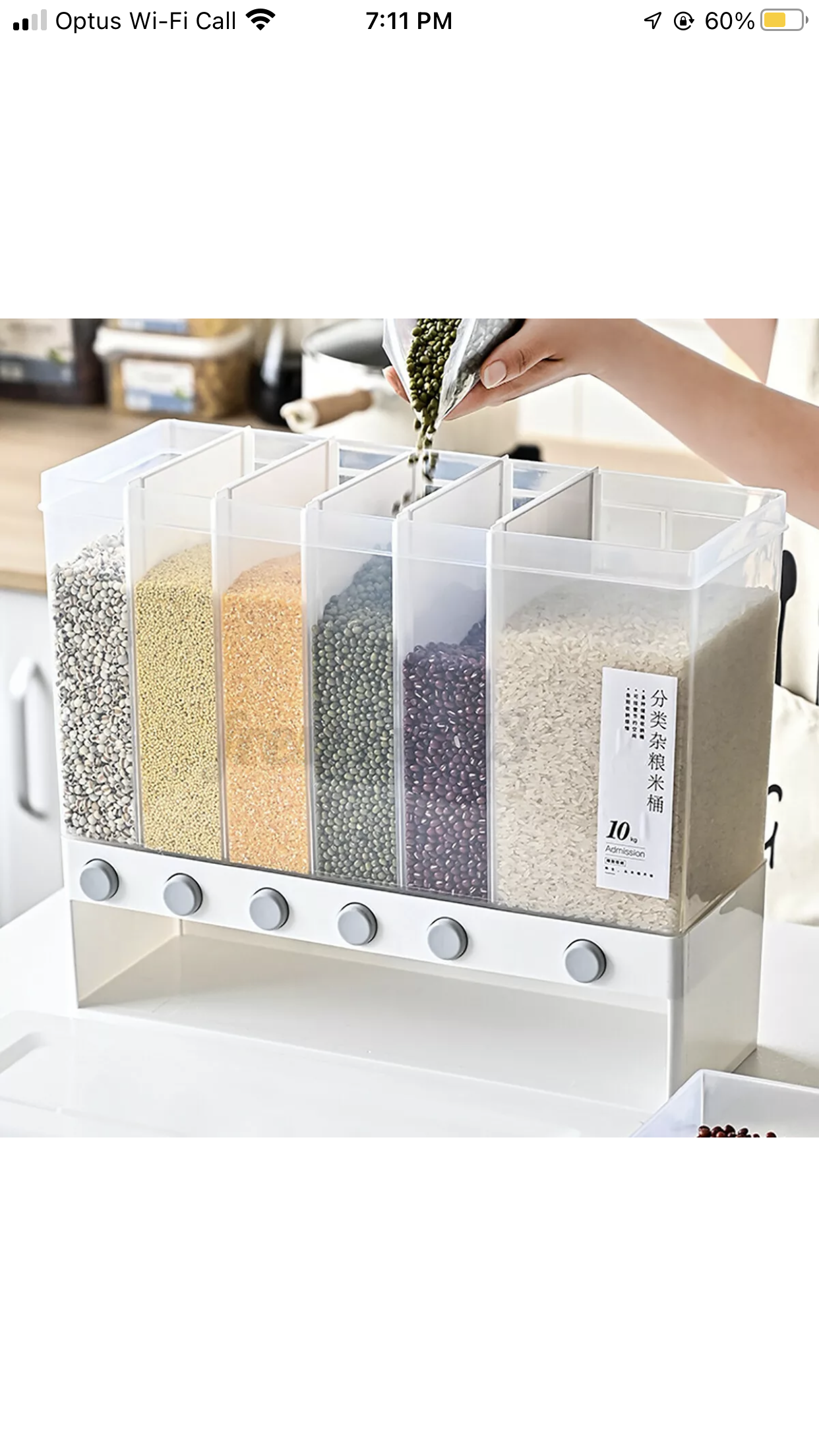 Brand new- free post 10Kg Grain Case Cereal Dispenser Storage Boxes Kitchen Food Bean Rice Container