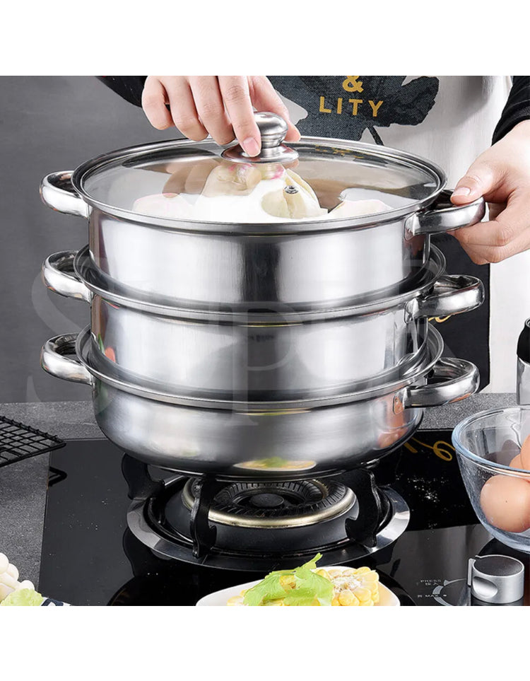 Brand new-free post 3 Tier Stainless Steel Steamer Meat Vegetable Cooking Steam Pot Kitchen Tool