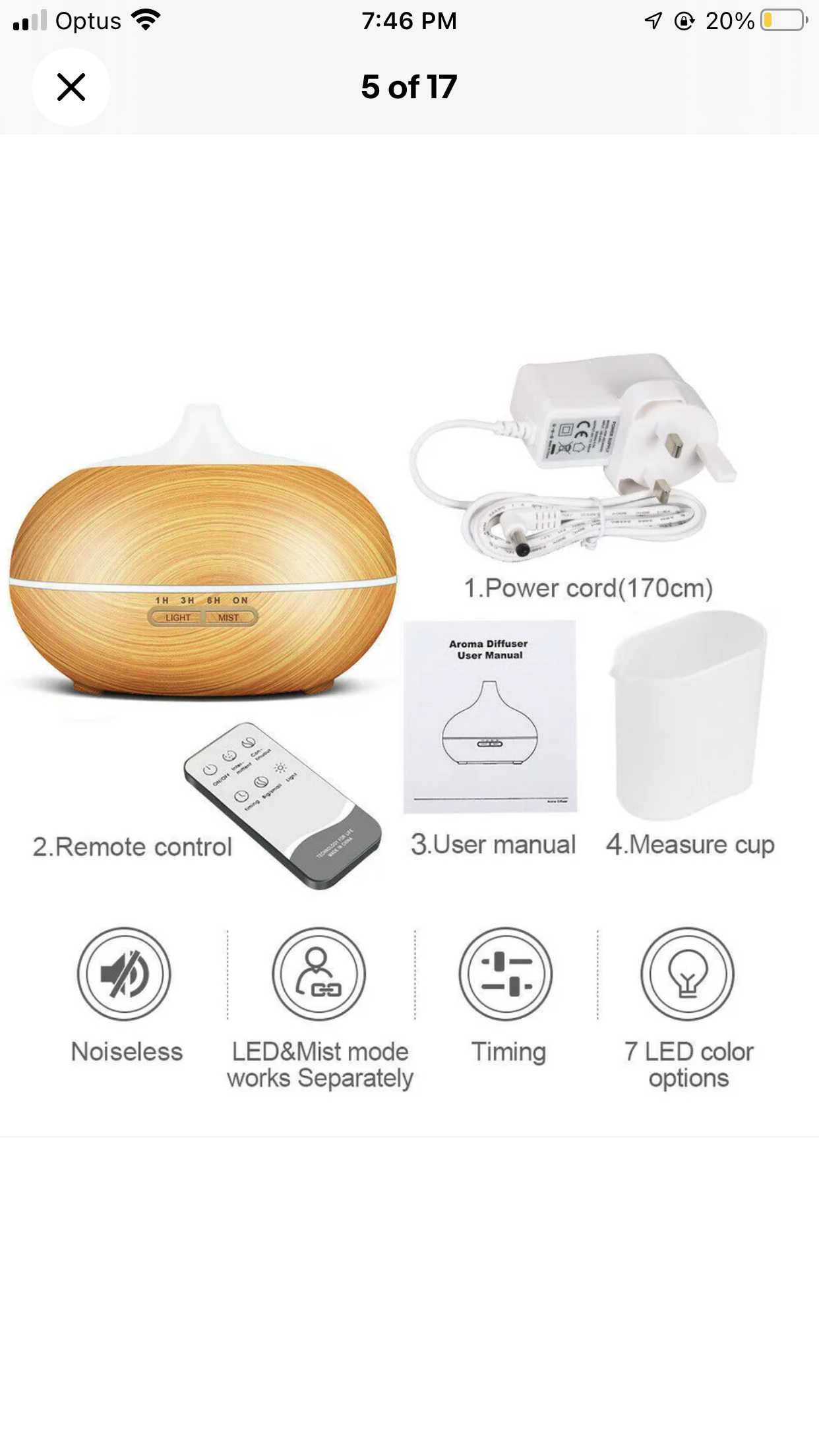 Brand new-free post 550ML Aroma Aromatherapy Diffuser LED Oil Ultrasonic Air Humidifier Purifier AU