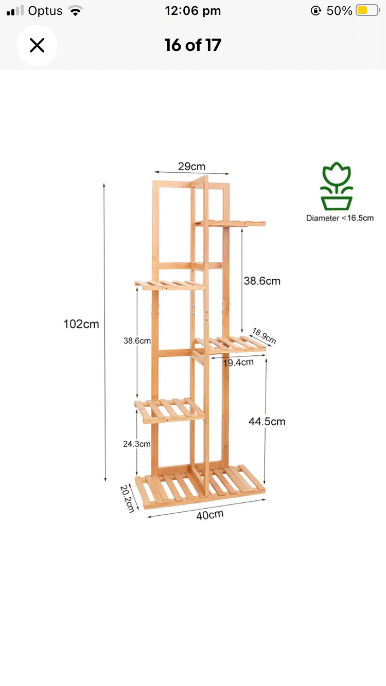 Brand new- free post Premium Bamboo Tall Plant Stand Corner Flower Holder Display Shelf IndoorOutdoor