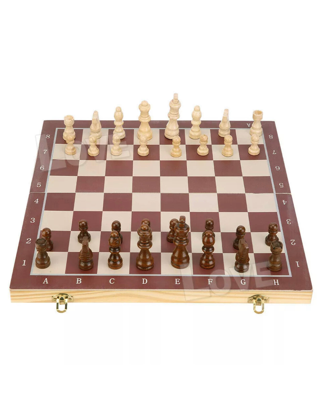 Brand new- free post 39CM Large Magnetic Chess Wooden Set Folding Chessboard Pieces Wood Board Game