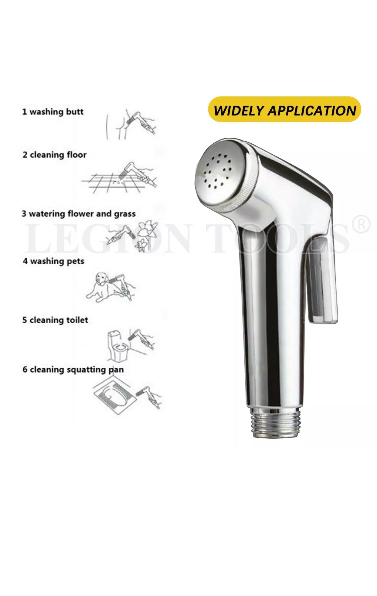 Brand new- free post Bidet Douche Toilet Spray Shattaf Shower Head Hose Sprayer Kit Hand Silver