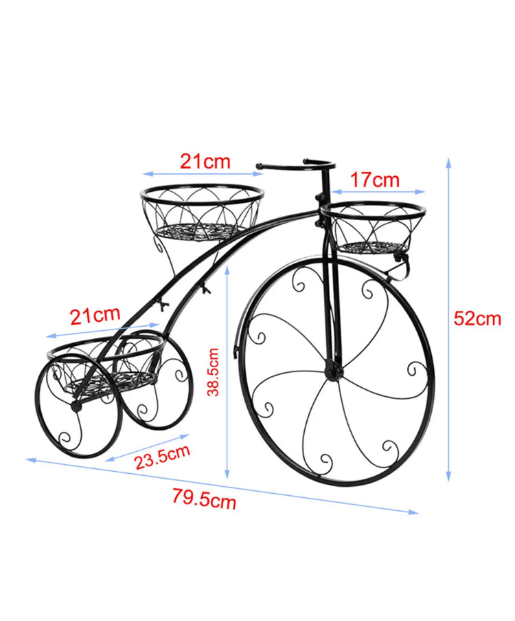 Brand new-free post 3 Pot Rugged Plant Stand Tricycle Flower Cart Holder Garden Pool Area Decoration