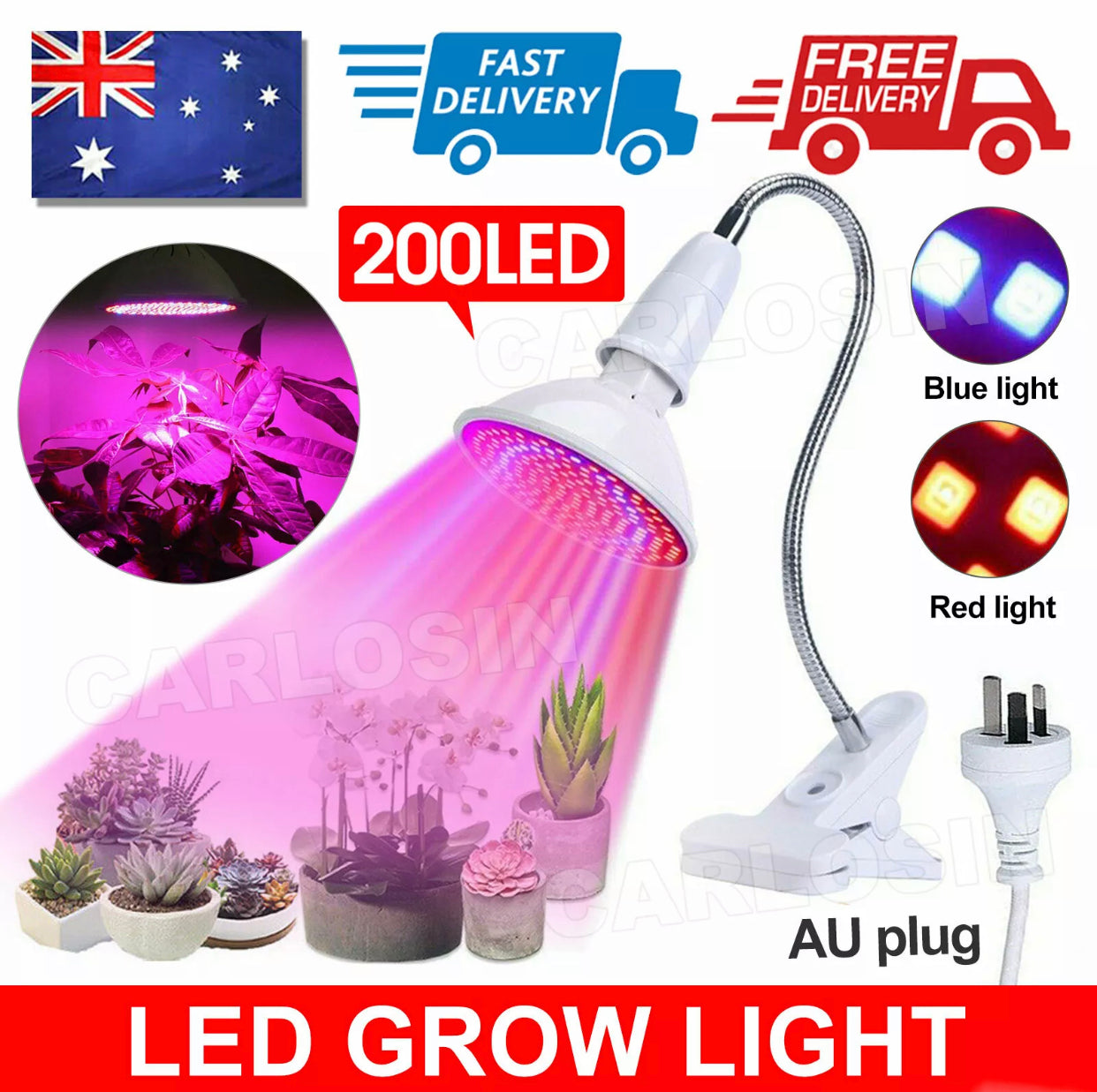 Brand new free post 200 LED Grow Light Full Spectrum Hydroponic Garden Plant Desk Flexible Clip Lamp