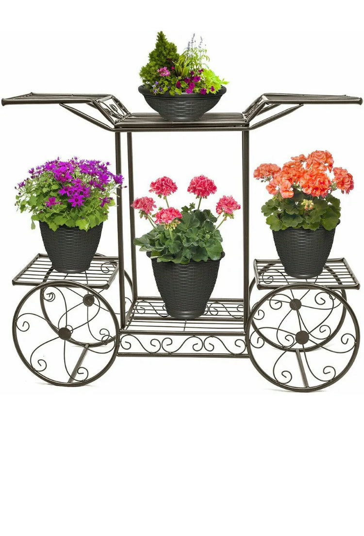 Brand new- free post 6 Tiers Garden Cart Stand & Flower Pot Plant Holder Display Rack Parisian Style