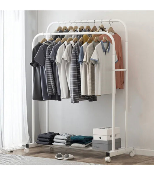 Brand new-free post Super Strong Metal Clothing Garment Rack Cloth Hanger Rack Stand w Wheel＆Storage