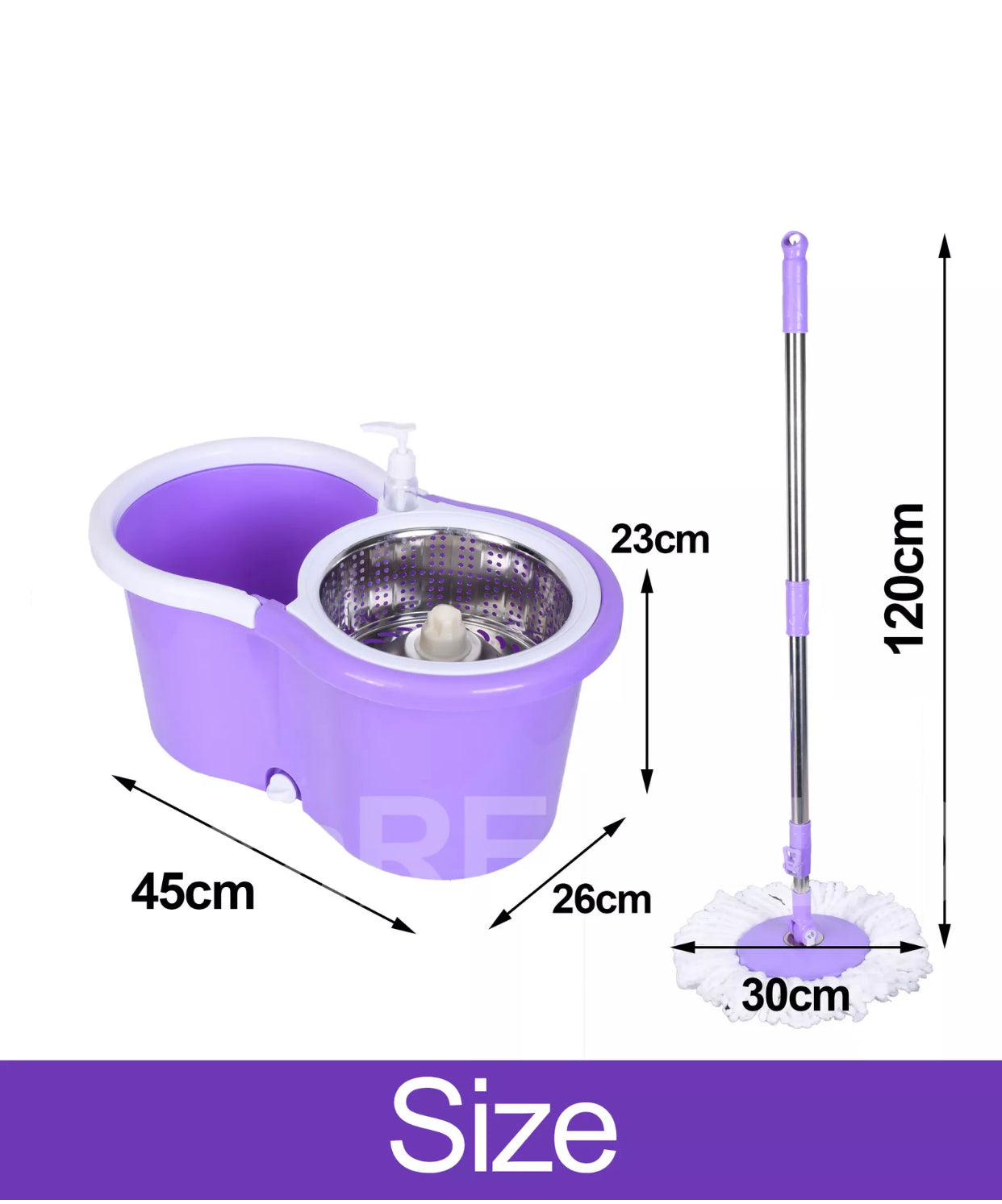 Stainless Steel 360° Spinning Mop Bucket Easy Clean 2 Free Spin Mop Heads Wheel