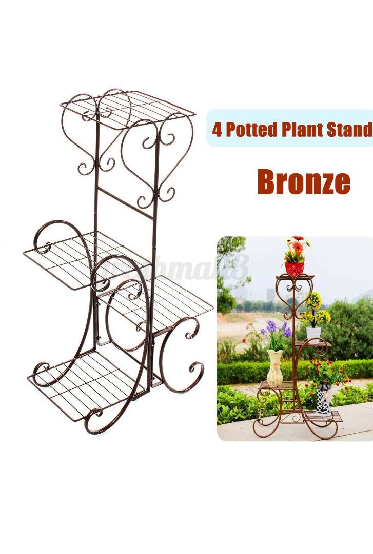 Brand new- free post Outdoor Indoor Plant Stand 4 Tier Metal Flower Pot Corner Shelf Display Garden