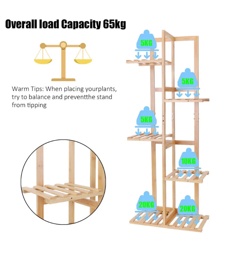 Brand new- free post Premium Bamboo Tall Plant Stand Corner Flower Holder Display Shelf IndoorOutdoor