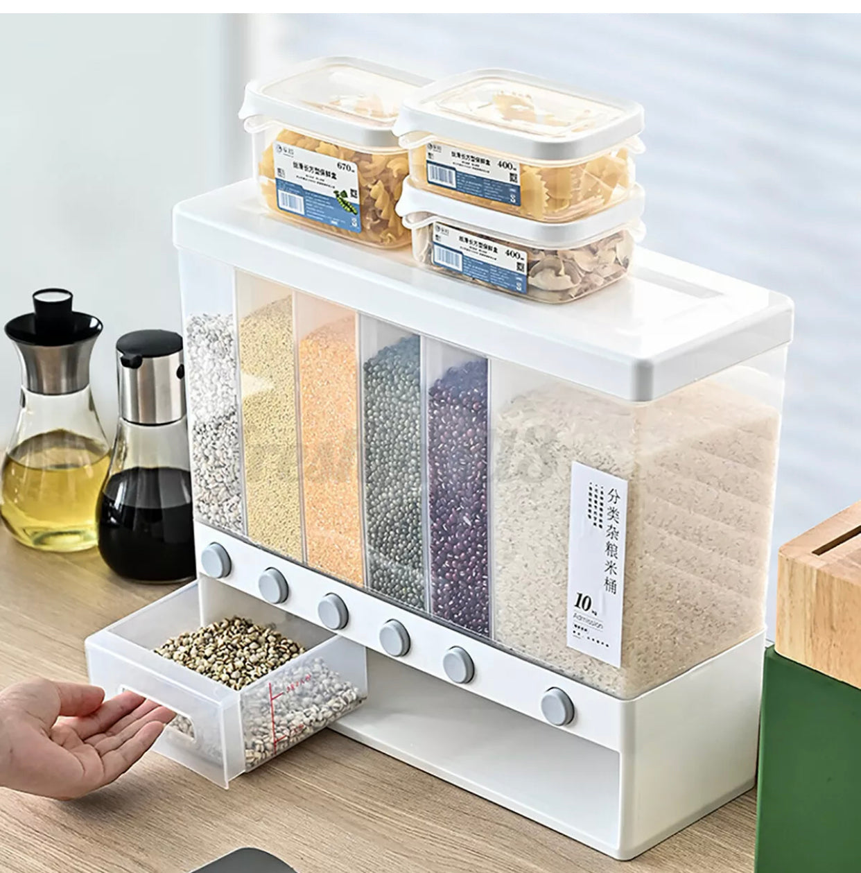 Brand new- free post 10Kg Grain Case Cereal Dispenser Storage Boxes Kitchen Food Bean Rice Container