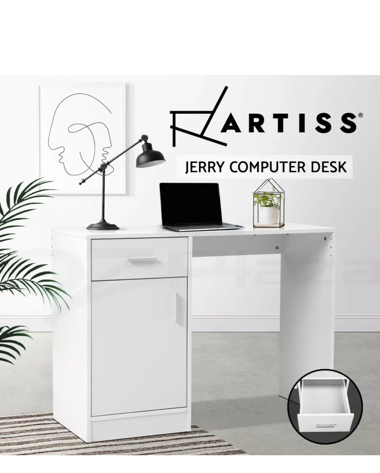 Brand new- free post 100 m Artiss Computer Desk Drawers Storage Laptop Table Student Study Office