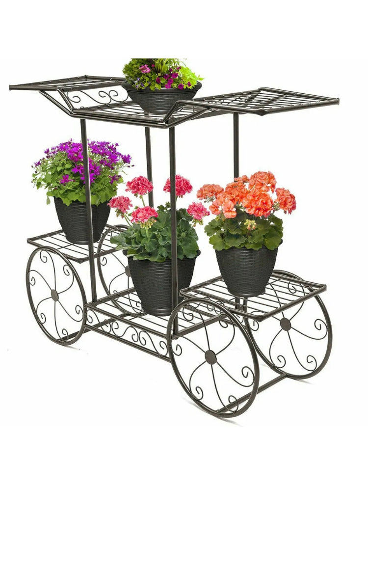 Brand new- free post 6 Tiers Garden Cart Stand & Flower Pot Plant Holder Display Rack Parisian Style