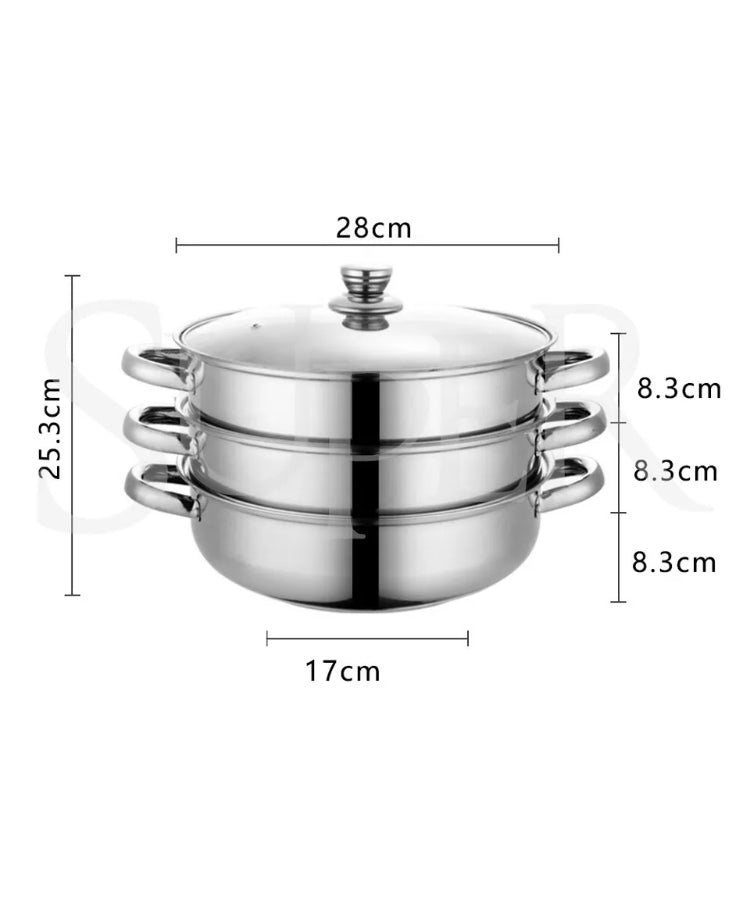 Brand new-free post 3 Tier Stainless Steel Steamer Meat Vegetable Cooking Steam Pot Kitchen Tool