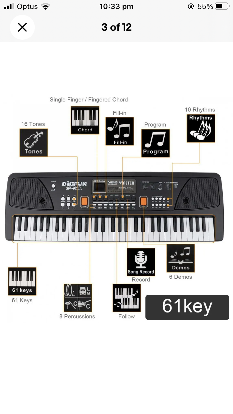 Brand new- free post 61 Key Digital Music Electronic Keyboard Kids Gift Electric Piano Organs Mi