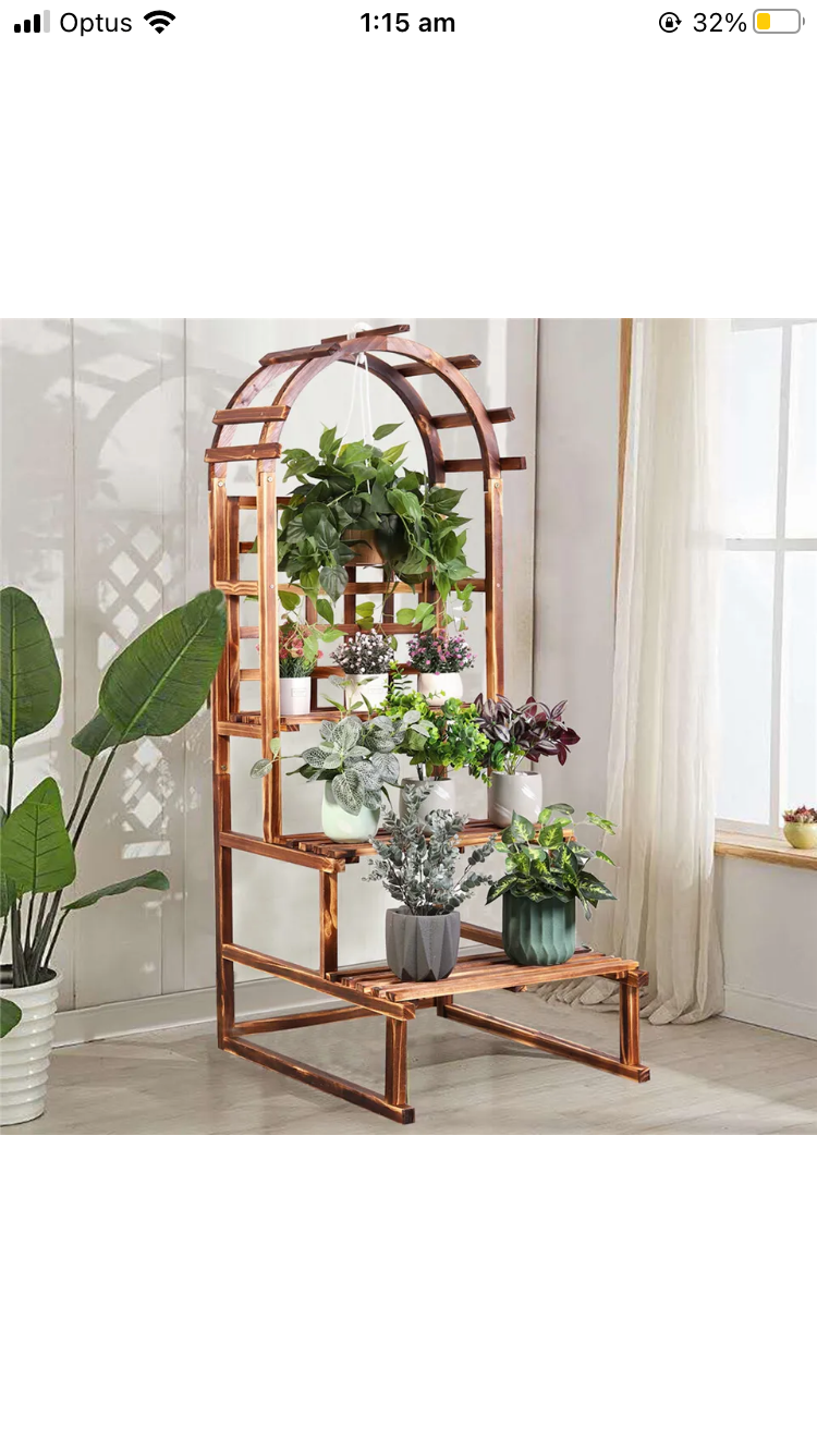 Brand new- free post Outdoor Indoor XL Large Plant Stand Arched Top Flower Planter Hanging Shelf Rack