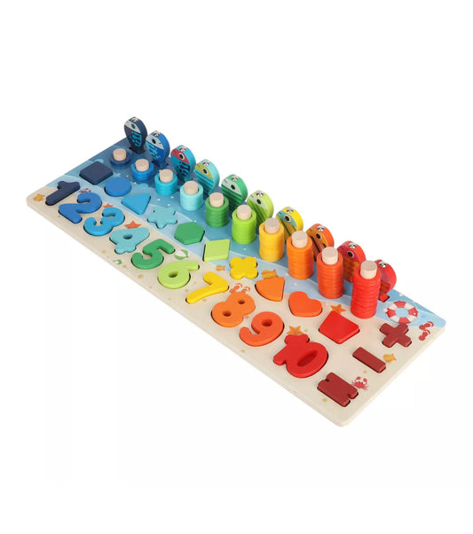 Brand new- free shipping Kids Educational Wooden Toys Baby Puzzle Fishing Toys Montessori Game Math Board