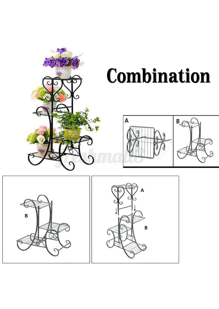 Brand new- free post Outdoor Indoor Plant Stand 4 Tier Metal Flower Pot Corner Shelf Display Garden