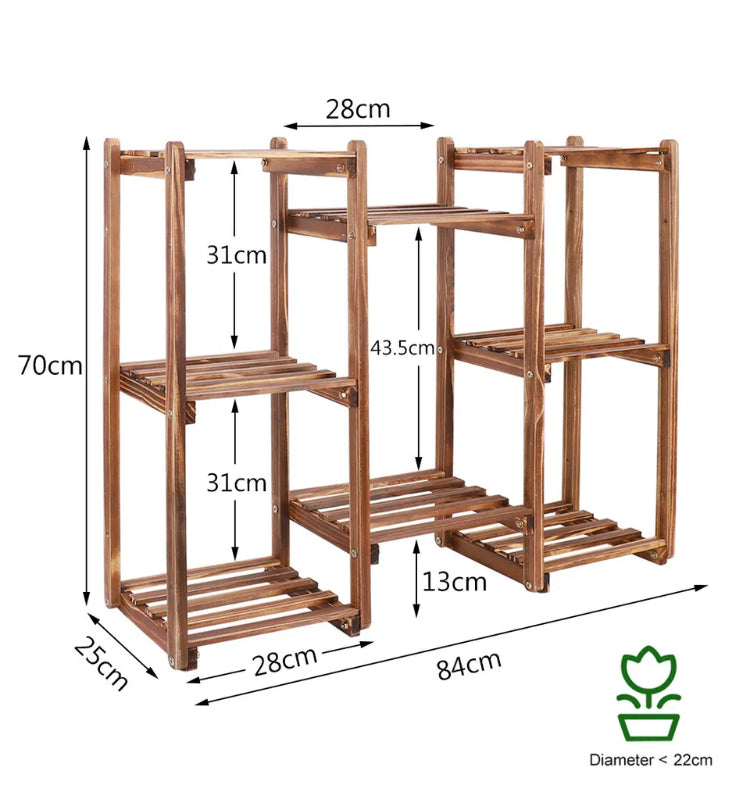 Brand new- free post 8Pot Multi-tier Plant Stand Wood Flower Shelf Living Room Lobby Art Crat Display