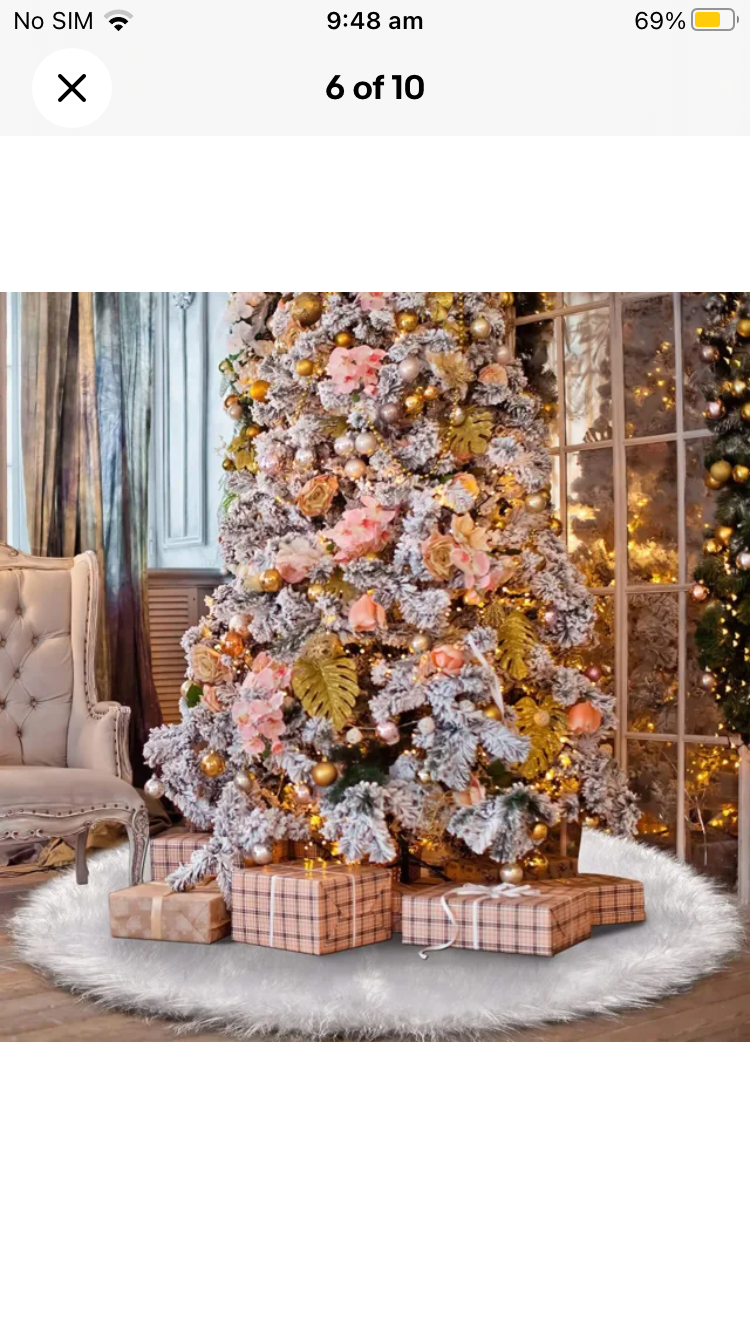 Brand new- free post White Christmas Tree Skirt Base Faux Fur Xmas Floor Mat Ornaments Decoration