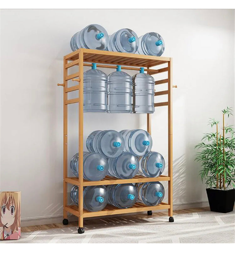 Brand new- free post Bamboo Clothes Rack Garment Storage Closet Organizer Hanging Rail Shelf On-Wheel